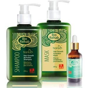Haargroei-activatorset, Bio Rehab TIANDE 23403, shampoo, 250 g + masker, 250 g + tonicum, 50 g