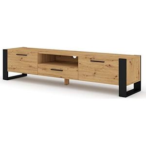 BIM Furniture TV Stand Nuka 200 cm Lowboard kast TV tafel dressoir Hi-Fi tafel (Artisan eiken)