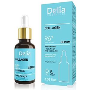 Delia Cosmetics - Collageen serum - Hydraterend, anti-rimpel, hyaluronzuurbehandeling voor de droge huid - 96% natuurlijke ingrediënten - Gezicht en decolleté - Dag en nacht - 30ml
