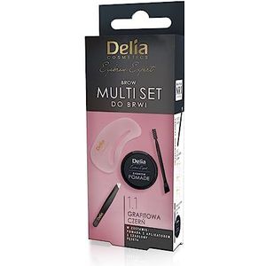 Delia Cosmetics - Eyebrow Expert Zest - Wenkbrauw Verzorgingsset - Graphite Black - 1 st