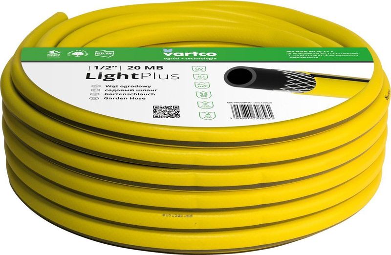 Vartco - 3-lagige tuinslang 1/2"" 20m |  flexibele slang polyester kruis vlecht UV-bestendig 25 Bar