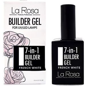 La Rosa 7-in-1 Builder Gel in een fles, UV-gel, nude voor nageldesign en nagelkunst, Easy-To-Use Extension Builder, Covering Gel, Frans wit, 15 ml