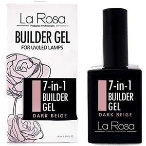 La Rosa 7-in-1 BUILDER GEL in a Bottle - UV Gel - NAAKT voor nageldesign en nail art, Nail Easy-To-Use Extension Builder, Cover gel, Donker beige, 15ml