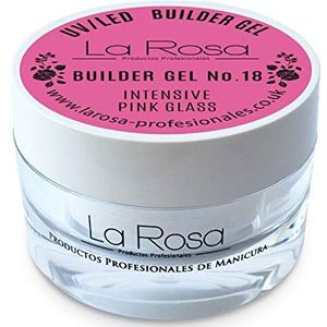La Rosa - BUILDER - roze opbouwgel voor UV-lampen, opbouwgel voor UV-lampen - 30 ml, opbouwgel voor nagels, UV/LED, flexibel en middeldik, zeer goede hechtingseigenschappen (intensief roze glas)