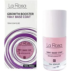 La Rosa NagelGROEIBOOSTER 10-in-1, nagelgroeiformule met Vitamine: E, C en F voor delicate en zwakke nagels - MAXIMALE NAIL GROEI - BASISCOAT - 10 ml