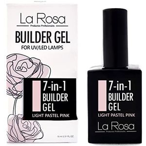 La Rosa 7-in-1 Builder Gel in een fles, UV-gel, nude voor nageldesign en nagelkunst, Easy-To-Use Extension Builder, Covering Gel, Light Pastel Pink, 15 ml