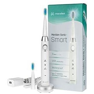 Meriden Tandenborstel, sonische tandenborstel Smart in wit en zwart met twee reserveborstels, USB-kabel, EU-adapter (wit)