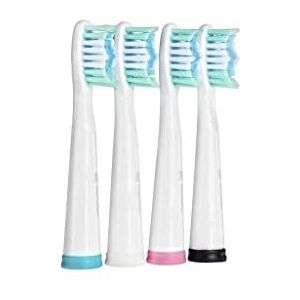 Meriden Sonic-Smart Reserveborstels, opzetstukken in zwart/wit, opzetborstels, 4 punten, borstelkop (wit)