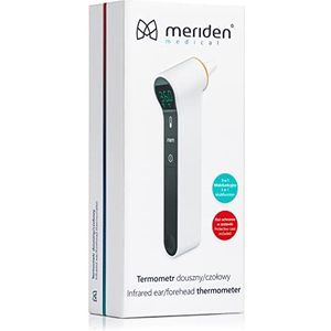 Meriden Thermometer TM-19 Digitale koortsthermometer voor voorhoofd en oor met optische en akoestische koortswaarschuwing, achtergrondverlichting, koortsmeting voor baby's, kinderen en volwassenen