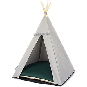 Tent voor honden en katten. Waterdichte tipi voor honden en katten. Hondenhok, kattenwigwam. Honden iglo. (55x55x82 cm, Grijze tent, Fles groen)