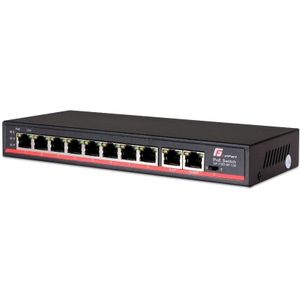 Getfort GF-110D-8P-120 Netwerkschakelaar Unmanaged L2 Fast Ethernet (10/100) Power over Ethernet (PoE) (10 ports), Netwerkschakelaar, Zwart