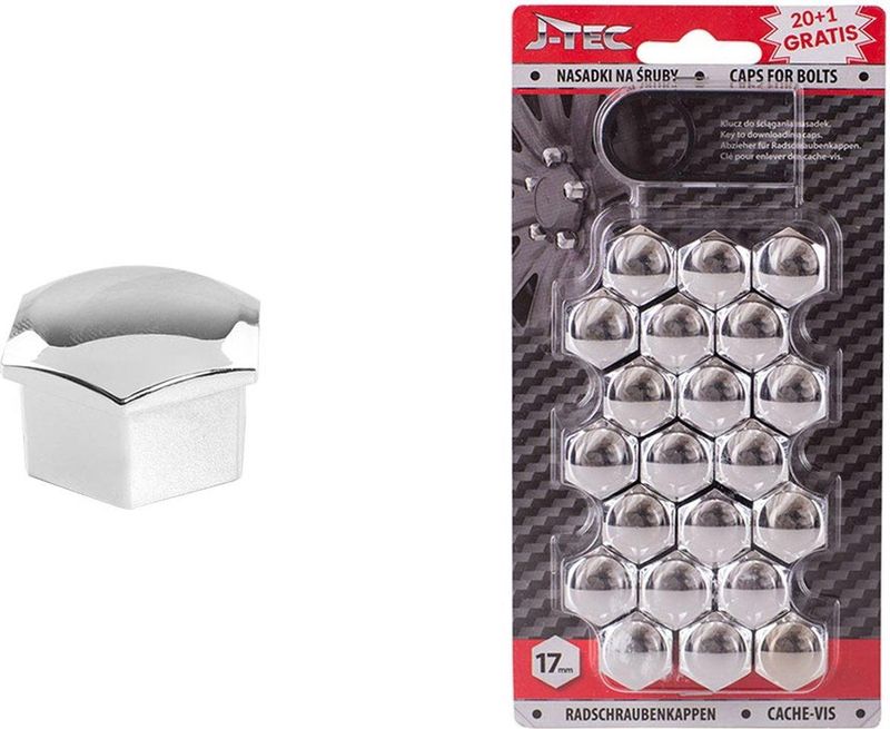 J-tec Wielmoerkapjes 17 Mm Synthetisch Zilver 20+1 Stuks