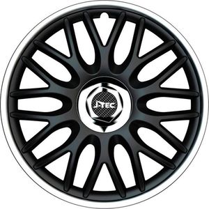 4-Delige J-Tec Wieldoppenset Orden R 14-inch zwart/zilver + chroom ring