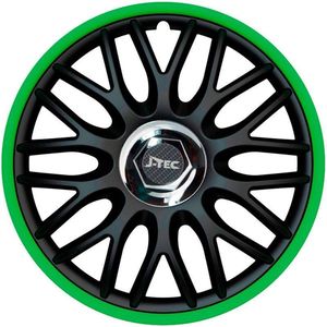 J-Tec Wieldoppen 16 inch Orden R zwart/groen - chroom ring