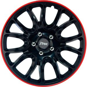 J-Tec Wieldoppen 16 inch Hero GTR zwart - rode rand