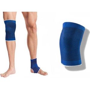 Unisex Blauwe Compressie Knie Brace - 2 stuks - Onesize | Elastische Knee Support Sleeve