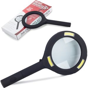 Loep met LED verlichting - Handloep Zwart - Vergrootglas/Loep met 3x vergroting - Lees Vergrootglas - Vergrootglas voor Diamond Painting, Ministek - Leesloep voor slechtziende - Handloep op LED verlichting