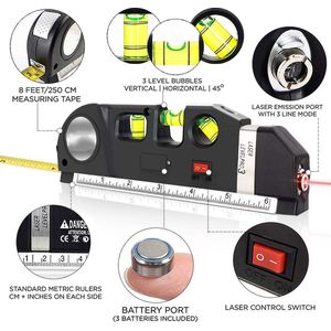 Laserwaterpas- liniaal 250cm- inclusief batterijen- Klussen - Horizontaal en verticaal- Rolmaat- Gereedschap