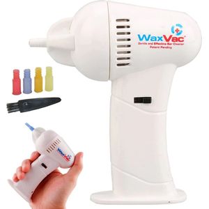 WaxVac ear cleaner - oor reiniging set - oorsmeer verwijderaar - met 4 siliconen oortips - geschikt voor kinderen - werkt op batterijen - handig voor op reis