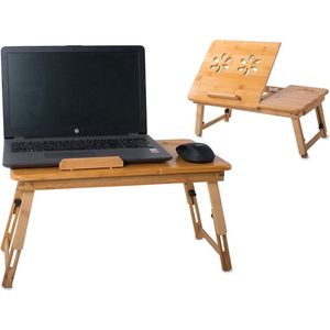 Universele opvouwbare laptoptafel met verstelling en ventilatie - houten