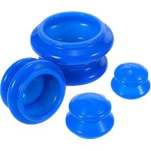 Cupping set om doorbloeding te stimuleren - Set van 4 afmetingen - Siliconen - Blauw