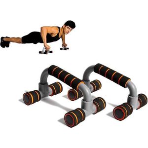 Push Up Grips / Bars - Opdruksteunen - Foam Handvatten - Antislip - Zwart & oranje - MAX 200kg