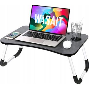 Bedtafels - Laptopstandaard - Laptoptafel - Schoottafel - Bedtafel -Zwart - Opvouwbaar - Met bekerhouder - 60 x 40 x 27cm