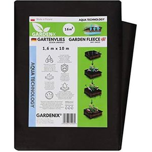 GARDENIX antionkruidbestrijdingsstof van 16 m², 50 g/m² ‒ Aquatuinvlies met zeer hoge waterdoorlatendheid, hoge UV-stabilisatie, scheurbestendig zwart (1,6 m x 10 m)