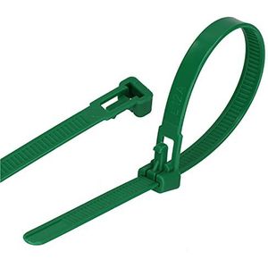 GARDENIX plantenbinders, kabelbinders 100 stuks (7,6 mm x 200 mm, groen), herbruikbaar, verstelbaar