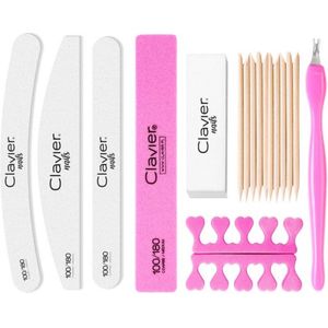 Nagel manicure set nagelvijl 3st + manicure stokjes 10st + pedicure separator + knurl + polijstblok + polijstmachine