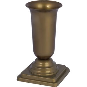 Form Plastic Grafvaas - kunststof - goud - H27 cm - decoratie - bloemenvaas voor op een herdenkingsplaats/kerkhof - op sokkel