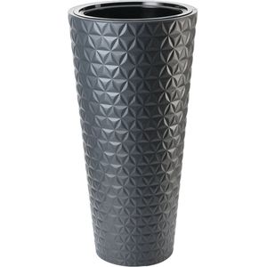Form Plastic Plantenpot/bloempot Diamond - kunststof - antraciet - D30 x H58 cm - met binnenpot - Plantenpotten