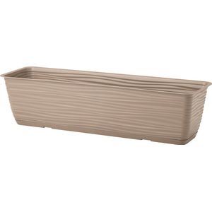 Form Plastic Plantenbak Balustrade - kunststof - beige - L50 x B17 x H14 cm - met opvang schotel - rechthoek - balkon bakken - bloembakken