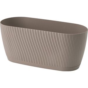 Form-Plastic - Bloempot / plantenbak / Langwerpige bloempot met schoteldoos - Beige - 27cm / 2,65L