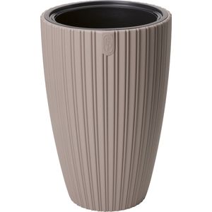 Form Plastic Plantenpot/bloempot Mika - kunststof - taupe - D30 x H48 cm - met binnenpot