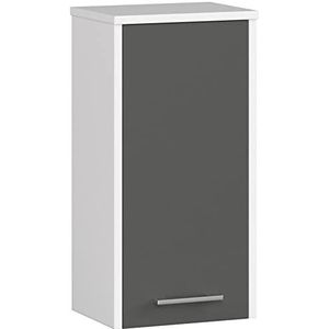 Hängender Badezimmerschrank Akord fin Weiß 30 cm Tür 2 Ebenen Front Graphitgrau B30 x H60 x T22,5 cm