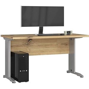 AKORD Bureau, bureautafel, computerbureau met metalen poten, 135 cm breed, thuiskantoor, laptop, modern design, ABS-rand, gelamineerde plaat 32 cm, kunsthandwerk eiken