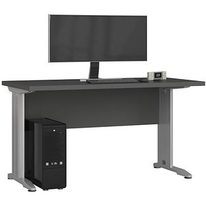 AKORD Bureau, bureautafel, computerbureau met metalen poten, 135 cm breed, thuiskantoor, laptopbureau, modern design, ABS-rand, gelamineerde plaat 32 cm, grafietgrijs