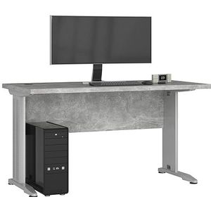 AKORD Bureau, bureautafel, computerbureau met metalen poten, 135 cm breed, thuiskantoor, laptopbureau, modern design, ABS-rand, gelamineerde plaat 32 cm, beton