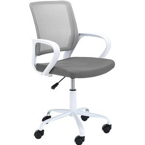 AKORD FD-6 Bureaustoel voor kinderen, ergonomisch met armleuning, bureaustoel, draaibaar, in hoogte verstelbaar, maximale belasting: 100 kg, wit/grijs