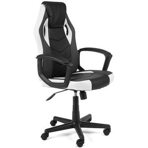 AKORD F4G FG-19 Gamingstoel, ergonomische bureaustoel, computerstoel, bureaustoel met armleuningen, draaibaar, in hoogte verstelbaar, draaglast 130 kg, wit