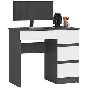 AKORD Bureau | Bureau | 4 schuifladen bureau | hoge kwaliteit | solide | modern design | voor thuis | voor kantoor | ergonomie | voor het werk | voor studie | grafietgrijs | wit