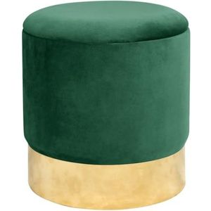 Fluweel Groene Fluwelen Poef met Gouden Basis - Verstelbaar & Opbergbaar
