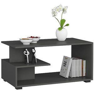 AKORD Salontafel voor de woonkamer, 90 x 45 x 51 cm, salontafels, voor slaapkamer, woonkamer, modern design, gelamineerd paneel 16 mm, tafelbasis, grafiet grijs