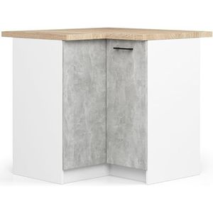 Küchenschrank Akord oliwia modular S90 Unterschrank für die Ecke der Küche mit Arbeitsplatte Weiß 90 cm 2 Türen 2 Ebenen Front Beton B90 x H85 x T46