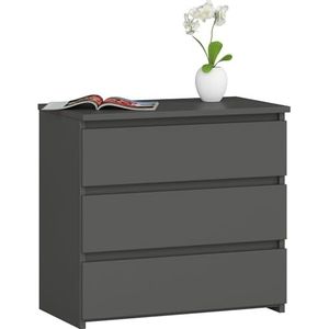 AKORD Commode CL-3 met 3 laden | voor de woonkamer slaapkamer kast kantoor studeerkamer | modern functioneel design | B 60 x H 57 x D 35 cm, gewicht 26 kg | grafietgrijs, OP0LCL-SZAR003