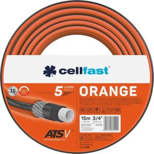 Cellfast ATSV ™ tuinslang 5-laags tuinslang Waterslang tricot stof UV-bestendig 24 bar barstdruk (3/4 ""15m) - Oranje