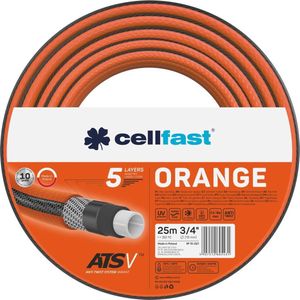 Cellfast ATSV ™ tuinslang 5-laags tuinslang Waterslang tricot stof UV-bestendig 24 bar barstdruk (3/4 ""25m) Oranje