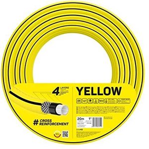 Cellfast YELLOW tuinslang, lichtgewicht, duurzaam, 4-laags, duurzaam kruisvlechtwerk, UV en algenbestendig, windbestendigheid, REACH-technologie, 20 bar, -10/+50° sluiting: 1"", 20m