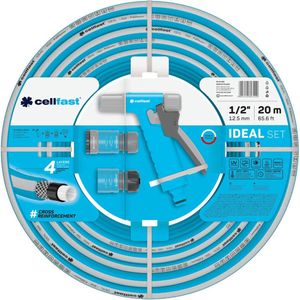 Cellfast IDEAL - 4-laags tuinslang met accessoires - Flexibel knikbestendig UV- en algenbestendig 1/2"" - 20 m